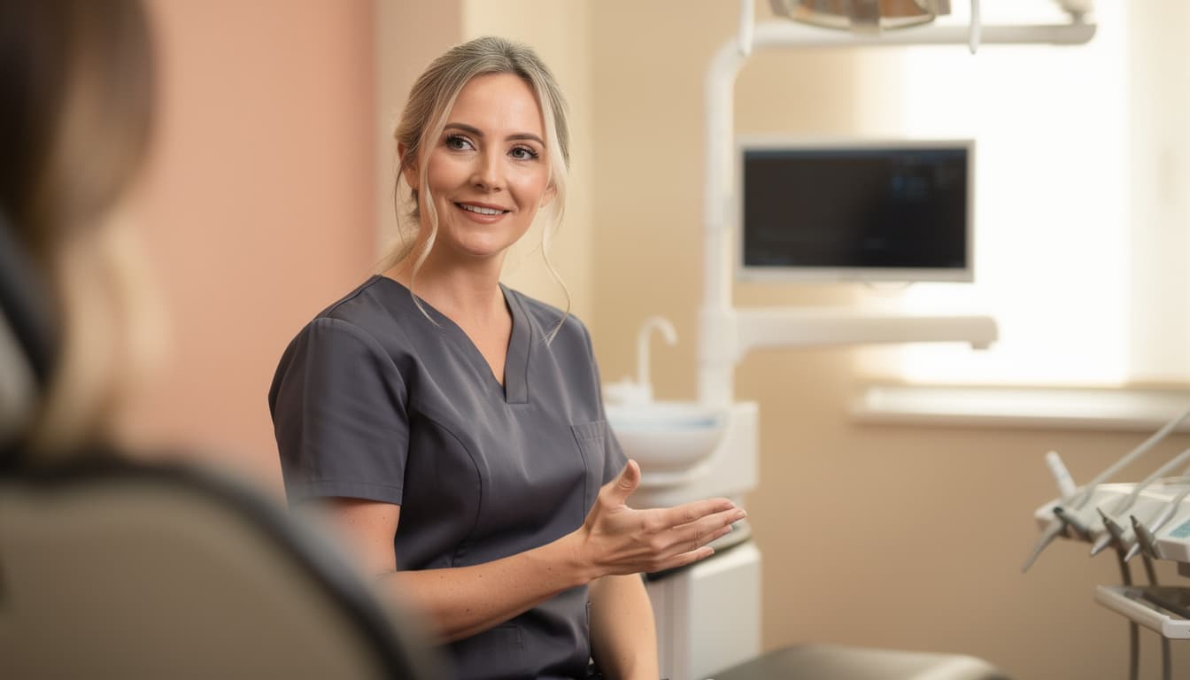 Dentist using Cavitech ambient scribe during an exam